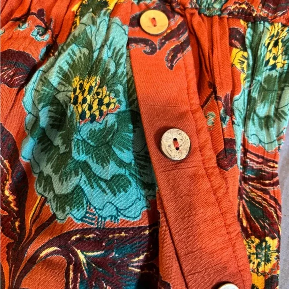 Angie Orange Floral Wide-Leg Pants - Picture 3 of 4